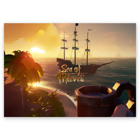 Поздравительная открытка с принтом Sea of Thieves в Новосибирске, 100% бумага | плотность бумаги 280 г/м2, матовая, на обратной стороне линовка и место для марки
 | blade | captain | game | hat | ken | pirate | sea of thieves | snake | sword | tatoo | woman | игры | пираты