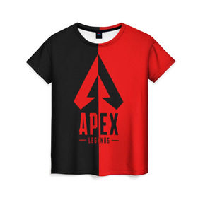 Женская футболка 3D с принтом APEX LEGENDS RED в Новосибирске, 100% полиэфир ( синтетическое хлопкоподобное полотно) | прямой крой, круглый вырез горловины, длина до линии бедер | apex | legend | legends | titanfall | апекс | арех | бангалор | бладхаунд | верхушки | гибралтар | каустик | лайфлайн | легенда | легенды | ледженд | леджендс | мираж | орех | рэйф | титанфол