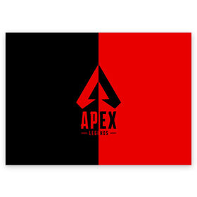 Поздравительная открытка с принтом APEX LEGENDS RED в Новосибирске, 100% бумага | плотность бумаги 280 г/м2, матовая, на обратной стороне линовка и место для марки
 | Тематика изображения на принте: apex | legend | legends | titanfall | апекс | арех | бангалор | бладхаунд | верхушки | гибралтар | каустик | лайфлайн | легенда | легенды | ледженд | леджендс | мираж | орех | рэйф | титанфол