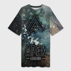 Платье-футболка 3D с принтом APEX LEGENDS в Новосибирске,  |  | apex | apex legends | апекс | апекс легенд | апекс легендс | бой | игра | компьютерная игра | королевская битва | лучшее | онлайн игра | популярное | текстура | хит | шутер