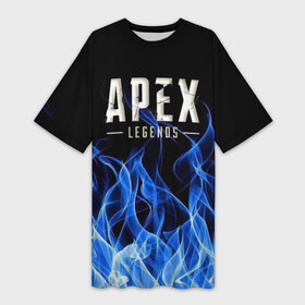 Платье-футболка 3D с принтом APEX LEGENDS в Новосибирске,  |  | apex | apex legends | апекс | апекс легенд | апекс легендс | бой | игра | компьютерная игра | королевская битва | лучшее | огонь | онлайн игра | пламя | популярное | хит | шутер