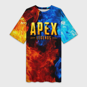 Платье-футболка 3D с принтом APEX LEGENDS в Новосибирске,  |  | apex | apex legends | апекс | апекс легенд | апекс легендс | бой | игра | компьютерная игра | королевская битва | лучшее | огонь | онлайн игра | популярное | текстура | хит | шутер