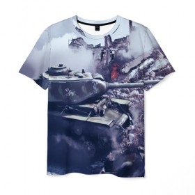 Мужская футболка 3D с принтом Танки в Новосибирске, 100% полиэфир | прямой крой, круглый вырез горловины, длина до линии бедер | 23 февраля | tank | tanks | военные | война | вторая мировая | танк | танки | танкист | техника