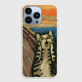 Чехол для iPhone 13 Pro с принтом Крик котика в Новосибирске,  |  | Тематика изображения на принте: cat | картина | кот | котик | котики | коты | котэ | кошак | крик | мем | приколы