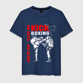 Мужская футболка хлопок с принтом Kickboxing в Новосибирске, 100% хлопок | прямой крой, круглый вырез горловины, длина до линии бедер, слегка спущенное плечо. | борьба | единоборства | кикбоксинг | спорт