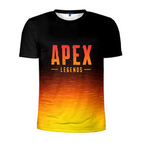 Мужская футболка 3D спортивная с принтом APEX LEGENDS в Новосибирске, 100% полиэстер с улучшенными характеристиками | приталенный силуэт, круглая горловина, широкие плечи, сужается к линии бедра | Тематика изображения на принте: apex | apex legends | battle | battle royal | titanfall | апекс | апекс легендс | батл рояль | битва | война | королевская битва