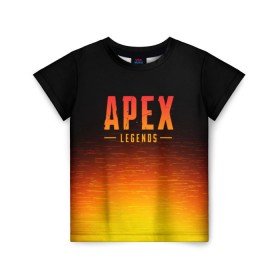Детская футболка 3D с принтом APEX LEGENDS в Новосибирске, 100% гипоаллергенный полиэфир | прямой крой, круглый вырез горловины, длина до линии бедер, чуть спущенное плечо, ткань немного тянется | apex | apex legends | battle | battle royal | titanfall | апекс | апекс легендс | батл рояль | битва | война | королевская битва