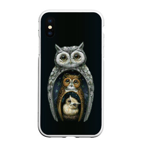 Чехол для iPhone XS Max матовый с принтом сова-матрешка в Новосибирске, Силикон | Область печати: задняя сторона чехла, без боковых панелей | owl | матрешка | ночь | птица | сова | филин