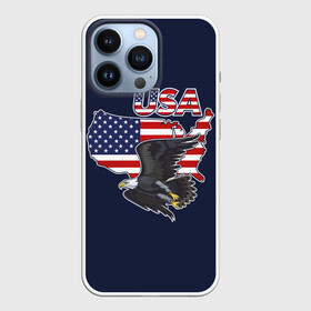Чехол для iPhone 13 Pro с принтом USA в Новосибирске,  |  | america | bald | bir | eagle | flag | stars and stripes | usa | америка | белоголовый | графика | жизни | звездно полосатый | иллюстрация | искусство | карта | контур | летит | мода | орёл | птица | рисунок | силуэт | символ