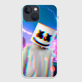 Чехол для iPhone 13 mini с принтом Marshmello Glitch в Новосибирске,  |  | christopher | comstock | dj | dotcom | fortnite | friends | glitch | marshmallow | marshmello | usa | глитч | диджей | друзья | зефир | комсток | крис | мармелад | маршмэллоу | молнии | музыка | продюсер | сша | фортнайт | хаус | электро