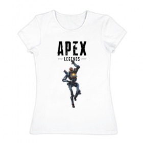Женская футболка хлопок с принтом Pathfinder в Новосибирске, 100% хлопок | прямой крой, круглый вырез горловины, длина до линии бедер, слегка спущенное плечо | apex | apex legends | legends | pathfinder | titanfall | titanfall apex legends | апекс | апекс ледженс | пасфайндер | титанфол | титанфолл легендс