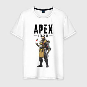 Мужская футболка хлопок с принтом Caustic в Новосибирске, 100% хлопок | прямой крой, круглый вырез горловины, длина до линии бедер, слегка спущенное плечо. | apex | apex legends | caustic | legends | titanfall | titanfall apex legends | апекс | апекс ледженс | каустик | титанфол | титанфолл легендс