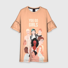 Детское платье 3D с принтом Вперед, девчонки в Новосибирске, 100% полиэстер | прямой силуэт, чуть расширенный к низу. Круглая горловина, на рукавах — воланы | Тематика изображения на принте: 8 марта | feminism | girl power | like a girl | venus | весна | женщины | международный женский день | подарок | феминизм