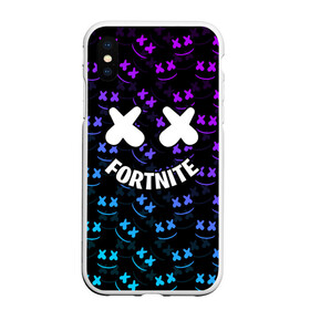 Чехол для iPhone XS Max матовый с принтом FORTNITE x MARSHMELLO в Новосибирске, Силикон | Область печати: задняя сторона чехла, без боковых панелей | 2019 | armor | armour | cybersport | esport | fortnite | game | llama | logo | броня | игра | киберспорт | лама | фиолетовый | фирменные цвета | фортнайт