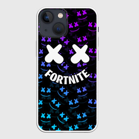 Чехол для iPhone 13 mini с принтом FORTNITE x MARSHMELLO в Новосибирске,  |  | 2019 | armor | armour | cybersport | esport | fortnite | game | llama | logo | броня | игра | киберспорт | лама | фиолетовый | фирменные цвета | фортнайт