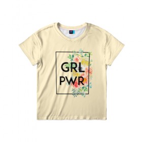 Детская футболка 3D с принтом Girl power в Новосибирске, 100% гипоаллергенный полиэфир | прямой крой, круглый вырез горловины, длина до линии бедер, чуть спущенное плечо, ткань немного тянется | 8 марта | feminism | girl power | like a girl | venus | весна | женщины | международный женский день | подарок | феминизм