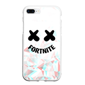 Чехол для iPhone 7Plus/8 Plus матовый с принтом FORTNITE x MARSHMELLO в Новосибирске, Силикон | Область печати: задняя сторона чехла, без боковых панелей | 2019 | dj | fortnite | game | glitch | marshmello | usa | америка | глитч | игра | клубная музыка | маршмелло | музыка | музыкант | ф | фортнайт