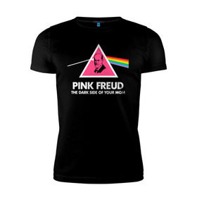 Мужская футболка премиум с принтом Pink Freud в Новосибирске, 92% хлопок, 8% лайкра | приталенный силуэт, круглый вырез ворота, длина до линии бедра, короткий рукав | Тематика изображения на принте: pink freud | sigmund freud | зигмунд фрейд | фрейд