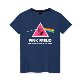 Женская футболка хлопок с принтом Pink Freud в Новосибирске, 100% хлопок | прямой крой, круглый вырез горловины, длина до линии бедер, слегка спущенное плечо | pink freud | sigmund freud | зигмунд фрейд | фрейд