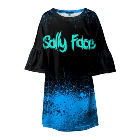 Детское платье 3D с принтом Sally Face (19) в Новосибирске, 100% полиэстер | прямой силуэт, чуть расширенный к низу. Круглая горловина, на рукавах — воланы | Тематика изображения на принте: face | fisher | larry johnson | mask | sally | sally face | sally fisher | демоны | духи | маска | призраки | салли | салли фейс | салли фишер | фейс