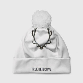 Шапка 3D c помпоном с принтом True Detective в Новосибирске, 100% полиэстер | универсальный размер, печать по всей поверхности изделия | carcosa | true detective | каркоса | криминал | мистика | настоящий детектив | раст коул | религия | ритуал | рога | символ | эзотерика