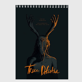 Скетчбук с принтом True Detective в Новосибирске, 100% бумага
 | 48 листов, плотность листов — 100 г/м2, плотность картонной обложки — 250 г/м2. Листы скреплены сверху удобной пружинной спиралью | carcosa | true detective | каркоса | криминал | мистика | настоящий детектив | раст коул | религия | ритуал | рога | символ | эзотерика