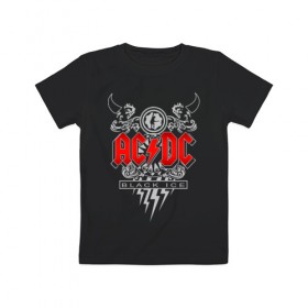 Детская футболка хлопок с принтом AC/DC в Новосибирске, 100% хлопок | круглый вырез горловины, полуприлегающий силуэт, длина до линии бедер | Тематика изображения на принте: ac dc | acdc | группы | метал | музыка | рок | хард рок | эйси диси | эйсидиси