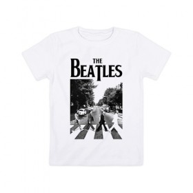 Детская футболка хлопок с принтом The Beatles в Новосибирске, 100% хлопок | круглый вырез горловины, полуприлегающий силуэт, длина до линии бедер | Тематика изображения на принте: beatles | the beatles | битлз | битлс | битлы | группы | джон леннон | джордж харрисон | легенды | музыка | пол маккартни | ринго старр | рок