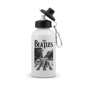 Бутылка спортивная с принтом The Beatles в Новосибирске, металл | емкость — 500 мл, в комплекте две пластиковые крышки и карабин для крепления | beatles | the beatles | битлз | битлс | битлы | группы | джон леннон | джордж харрисон | легенды | музыка | пол маккартни | ринго старр | рок