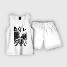 Детская пижама с шортами хлопок с принтом The Beatles в Новосибирске,  |  | beatles | the beatles | битлз | битлс | битлы | группы | джон леннон | джордж харрисон | легенды | музыка | пол маккартни | ринго старр | рок