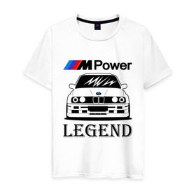 Мужская футболка хлопок с принтом BMW Power LEGEND в Новосибирске, 100% хлопок | прямой крой, круглый вырез горловины, длина до линии бедер, слегка спущенное плечо. | bmw | legend | motorsport | power | авто | автомобиль | бмв | бумер | бэха | крутая | легенда | машина | немецкое | тачка