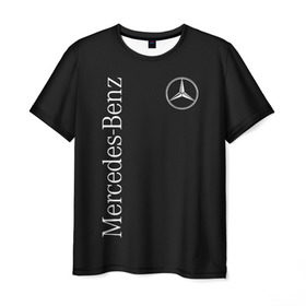 Мужская футболка 3D с принтом MERCEDES-BENZ (2 стороны) в Новосибирске, 100% полиэфир | прямой крой, круглый вырез горловины, длина до линии бедер | amg | benz | carbon | logo | mercedes | амг | бенз | бенс | бенц | гелик | карбон | лого | мерин | мерс | мерседес | на спине
