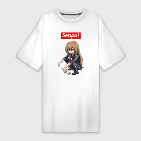 Платье-футболка хлопок с принтом Senpai (Гопник) в Новосибирске,  |  | ahegao | anime | manga | sempai | senpai | аниме | ахегао | манга | семпай | сенпай