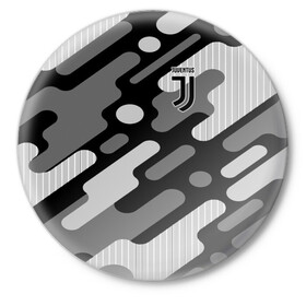 Значок с принтом Juventus  в Новосибирске,  металл | круглая форма, металлическая застежка в виде булавки | club | football | juventus | италия | криштиану | роналду | футбол | черный | ювентус
