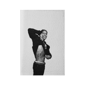 Обложка для паспорта матовая кожа с принтом A$AP ROCKY в Новосибирске, натуральная матовая кожа | размер 19,3 х 13,7 см; прозрачные пластиковые крепления | Тематика изображения на принте: aap | asap | mob | rap | rocky | testing | альбом | асап | банда | моб | раким | реп | роки | рэп | тестинг | эйсап | эсап