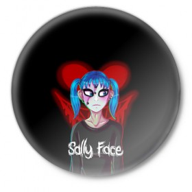 Значок с принтом Sally Face в Новосибирске,  металл | круглая форма, металлическая застежка в виде булавки | 