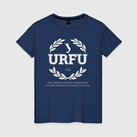 Женская футболка хлопок с принтом URFU в Новосибирске, 100% хлопок | прямой крой, круглый вырез горловины, длина до линии бедер, слегка спущенное плечо | институт | студент | универ | университет | уральский федеральный университет | урфу