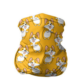 Бандана-труба 3D с принтом Корги Паттерн 2 в Новосибирске, 100% полиэстер, ткань с особыми свойствами — Activecool | плотность 150‒180 г/м2; хорошо тянется, но сохраняет форму | веселый | лапочка | милый | мимими | оранжевый | пес | песик | собака | счастье | щенок