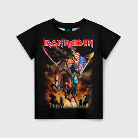 Детская футболка 3D с принтом Iron Maiden в Новосибирске, 100% гипоаллергенный полиэфир | прямой крой, круглый вырез горловины, длина до линии бедер, чуть спущенное плечо, ткань немного тянется | Тематика изображения на принте: heavy metal | iron maiden | metal | айрон мейден | группы | метал | музыка | рок | хеви метал