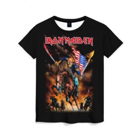 Женская футболка 3D с принтом Iron Maiden в Новосибирске, 100% полиэфир ( синтетическое хлопкоподобное полотно) | прямой крой, круглый вырез горловины, длина до линии бедер | heavy metal | iron maiden | metal | айрон мейден | группы | метал | музыка | рок | хеви метал