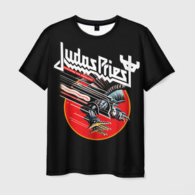 Мужская футболка 3D с принтом Judas Priest в Новосибирске, 100% полиэфир | прямой крой, круглый вырез горловины, длина до линии бедер | judas priest | metal | rock | группы | метал | музыка | рок | хард рок | хэви метал