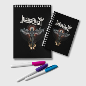 Блокнот с принтом Judas Priest в Новосибирске, 100% бумага | 48 листов, плотность листов — 60 г/м2, плотность картонной обложки — 250 г/м2. Листы скреплены удобной пружинной спиралью. Цвет линий — светло-серый
 | judas priest | metal | rock | группы | метал | музыка | рок | хард рок | хэви метал