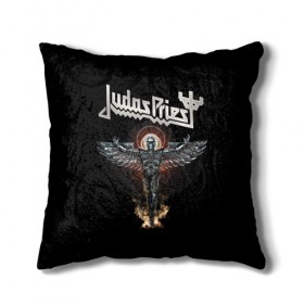 Подушка 3D с принтом Judas Priest в Новосибирске, наволочка – 100% полиэстер, наполнитель – холлофайбер (легкий наполнитель, не вызывает аллергию). | состоит из подушки и наволочки. Наволочка на молнии, легко снимается для стирки | judas priest | metal | rock | группы | метал | музыка | рок | хард рок | хэви метал