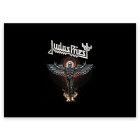 Поздравительная открытка с принтом Judas Priest в Новосибирске, 100% бумага | плотность бумаги 280 г/м2, матовая, на обратной стороне линовка и место для марки
 | Тематика изображения на принте: judas priest | metal | rock | группы | метал | музыка | рок | хард рок | хэви метал