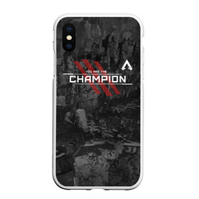 Чехол для iPhone XS Max матовый с принтом You Are The Champion в Новосибирске, Силикон | Область печати: задняя сторона чехла, без боковых панелей | Тематика изображения на принте: apex | apexlegends | battle | fall | legends | royale | titan | titanfall | апекс | битва | игра | игры | королевская | легенд | легендс | легенды | лого | меха | мехи | онлайн | роботы | символ | титанфол | шутер