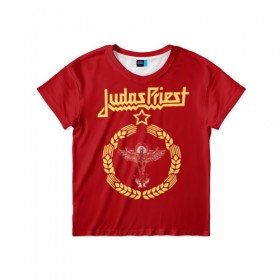 Детская футболка 3D с принтом Judas Priest в Новосибирске, 100% гипоаллергенный полиэфир | прямой крой, круглый вырез горловины, длина до линии бедер, чуть спущенное плечо, ткань немного тянется | Тематика изображения на принте: judas priest | metal | rock | группы | метал | музыка | рок | хард рок | хэви метал