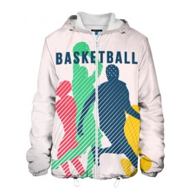 Мужская куртка 3D с принтом Баскетбол в Новосибирске, ткань верха — 100% полиэстер, подклад — флис | прямой крой, подол и капюшон оформлены резинкой с фиксаторами, два кармана без застежек по бокам, один большой потайной карман на груди. Карман на груди застегивается на липучку | Тематика изображения на принте: баскет | баскетбол | вип | дизайн | люди | мяч | новинка | спорт | спортсмен | топ | тренд | человек