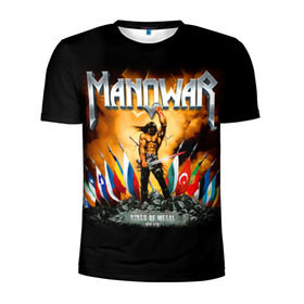 Мужская футболка 3D спортивная с принтом Manowar в Новосибирске, 100% полиэстер с улучшенными характеристиками | приталенный силуэт, круглая горловина, широкие плечи, сужается к линии бедра | heavy metal | manowar | power metal | группы | метал | музыка | пауэр метал | рок | хеви метал