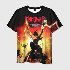 Мужская футболка 3D с принтом Manowar в Новосибирске, 100% полиэфир | прямой крой, круглый вырез горловины, длина до линии бедер | Тематика изображения на принте: heavy metal | manowar | power metal | группы | метал | музыка | пауэр метал | рок | хеви метал