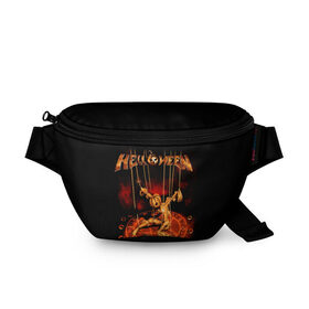 Поясная сумка 3D с принтом Helloween в Новосибирске, 100% полиэстер | плотная ткань, ремень с регулируемой длиной, внутри несколько карманов для мелочей, основное отделение и карман с обратной стороны сумки застегиваются на молнию | heavy metal | helloween | metal | группа | метал | музыка | пауэр метал | рок | хэви метал